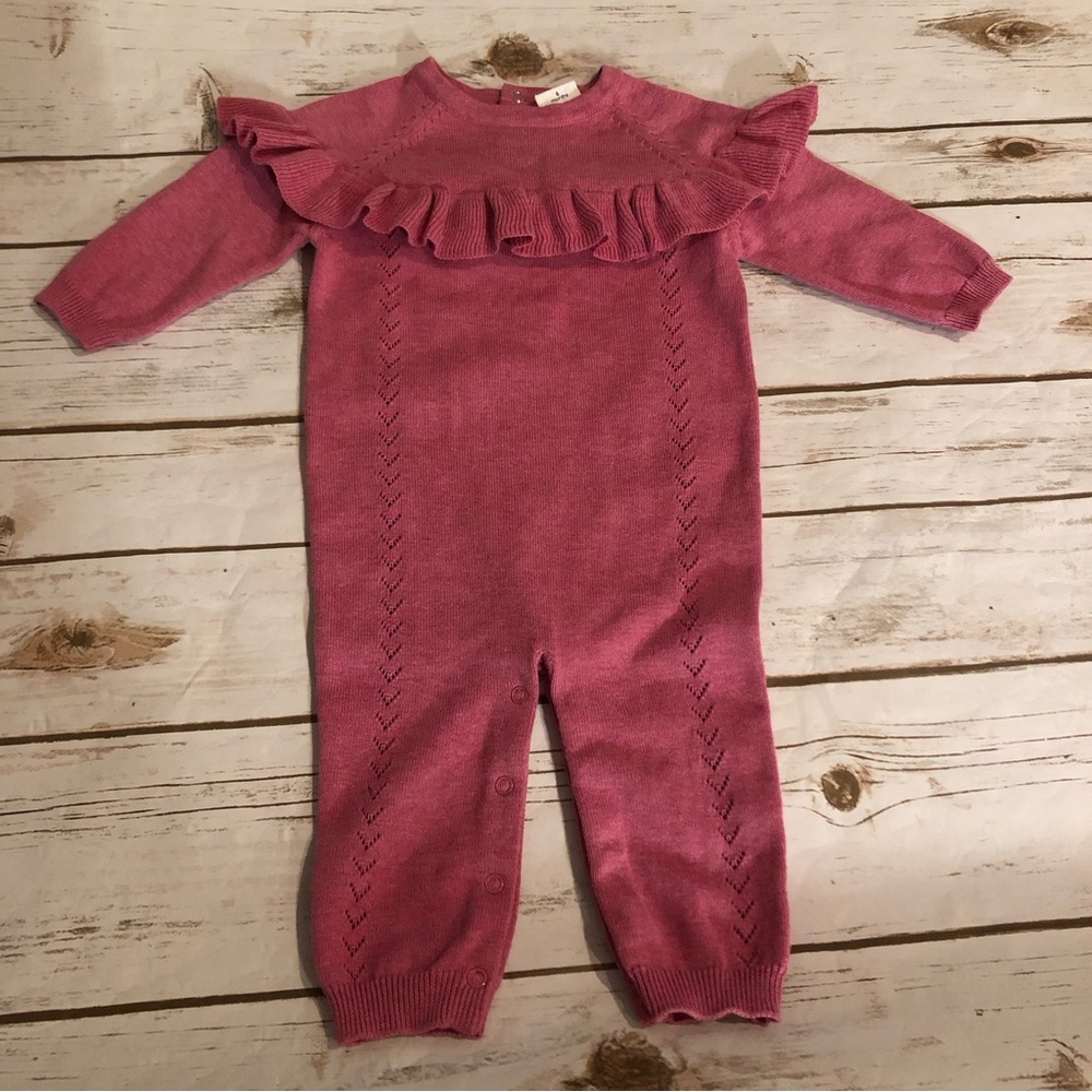 Egg pink knittted sweater romper